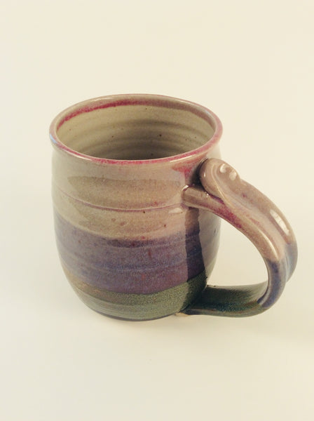 ROUNDED MUG WITH PURPLE, BLUE, AND GREEN STRIPES