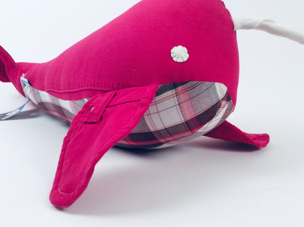 PINK AND PLAID MEDIUM NARWHAL