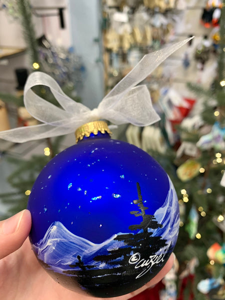 SILENT NIGHT HAND PAINTED ORNAMENT WITH ALASKA
