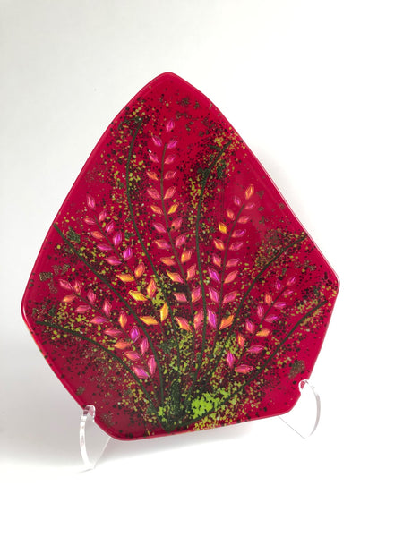 ABSTRACT FIREWEED PLATE RED 14"