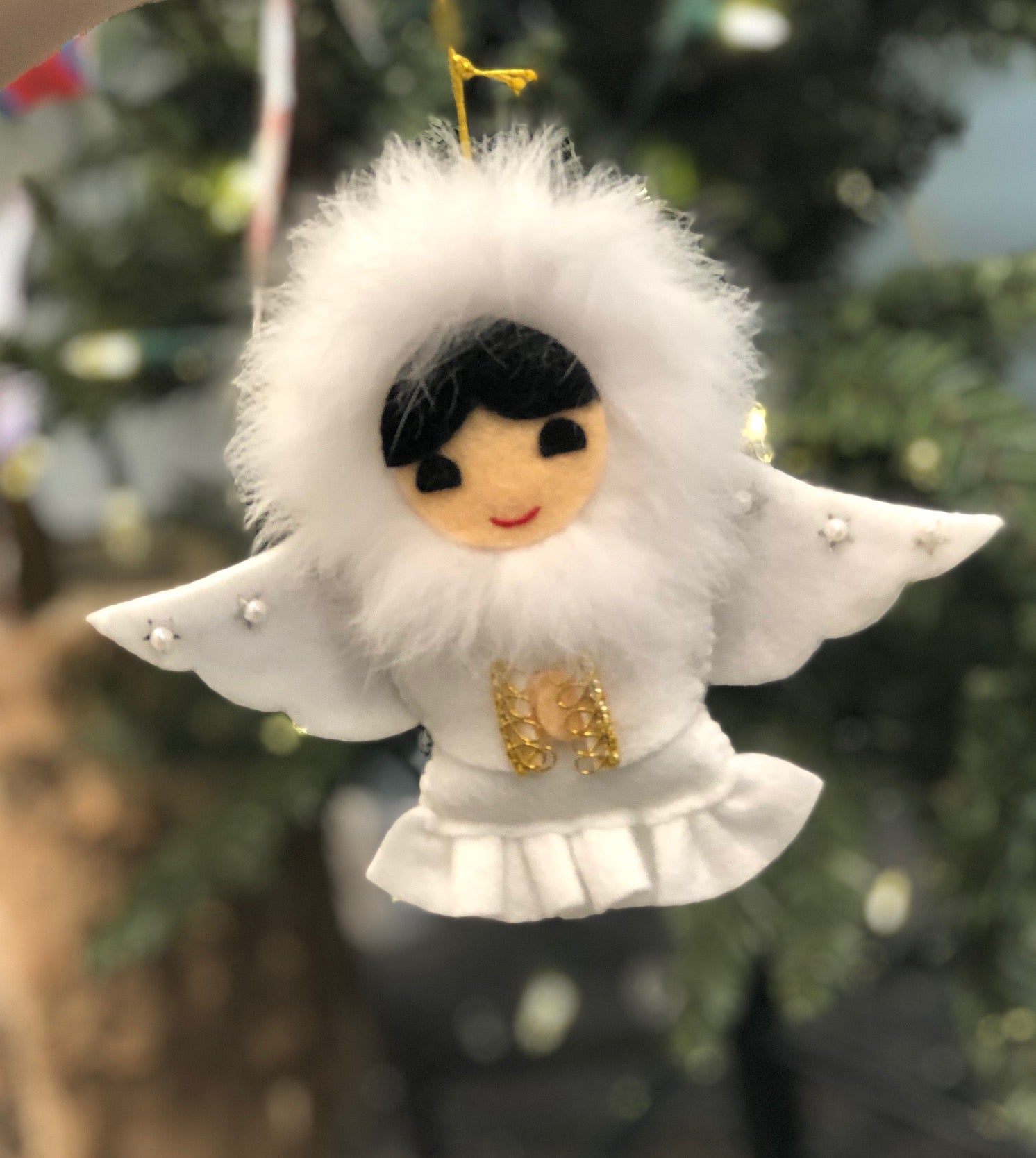 FUR ARCTIC ANGEL ORNAMENT
