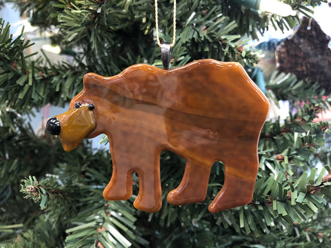 BROWN BEAR ORNAMENT GLASS