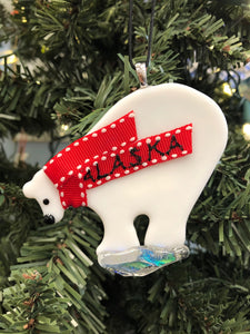 POLAR BEAR WITH SCARF ORNAMENT