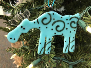 TURQUOISE SPIRAL MOOSE ORNAMENT