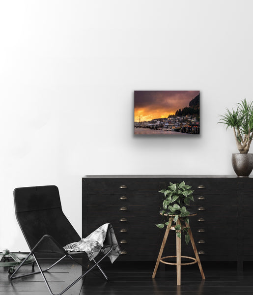SUNSET LIGHT OVER KETCHIKAN 18x12 PHOTO ON METAL