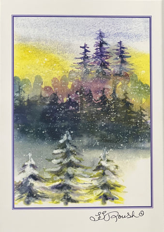 SNOWY RIVER WATER COLOR ART CARD