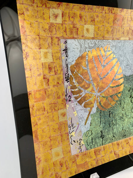 METALLIC LEAF 10" SQUARE PLATE
