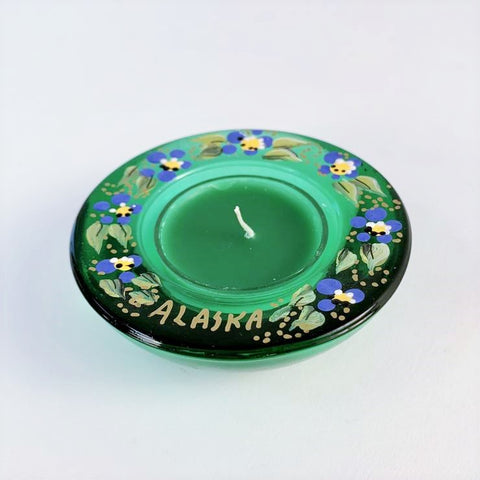 GREEN ALASKA FORGET ME NOT TEA LIGHT HOLDER