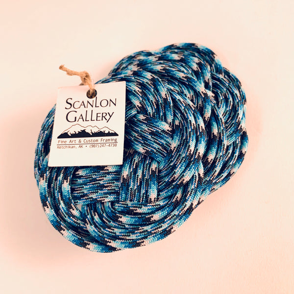 BRIGHT BLUE KNOT COASTER SET OF 4