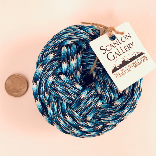 BRIGHT BLUE KNOT COASTER SET OF 4