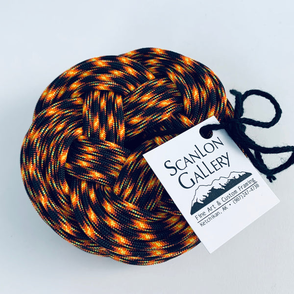 BLACK AND ORANGE KNOT COASTER SET OF 4