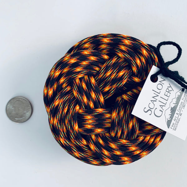 BLACK AND ORANGE KNOT COASTER SET OF 4