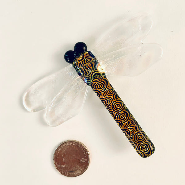 GOLD SWIRL DRAGONFLY PIN