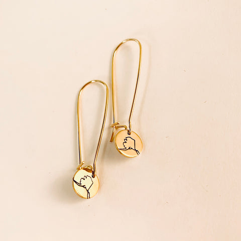 GOLD LITTLE ALASKA EARRING HAND STAMPED