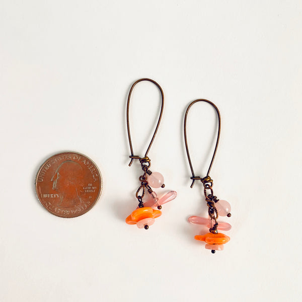 PINK AND ORANGE COLLAGE EARRINGS