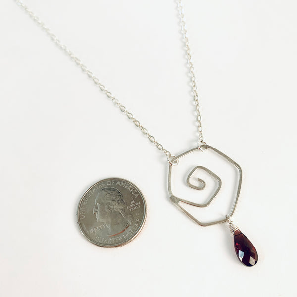 STERLING SWIRL NECKLACE WITH GARNET