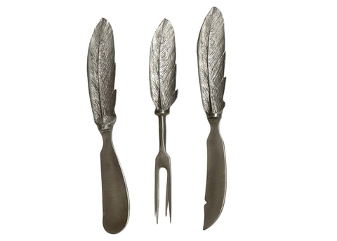 HOSTESS FEATHER SPREADER SET SILVER