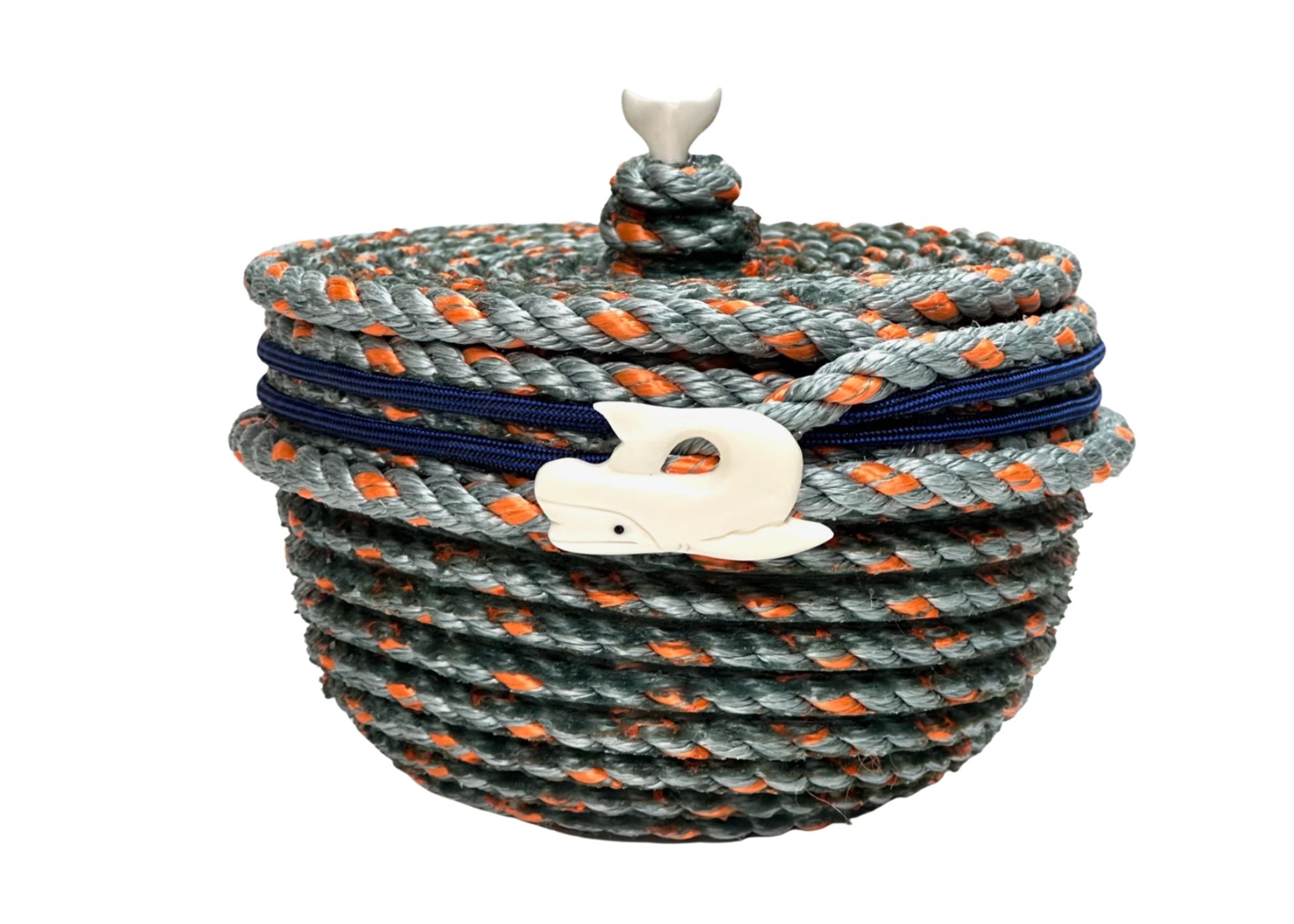 5" LONGLINE BASKET W LID BONE WHALE