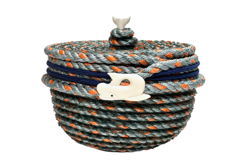 5" LONGLINE BASKET W LID BONE WHALE