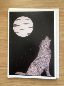 WOLF HOWLING ART CARD