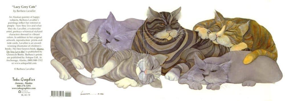 LAZY GREY CATS ART CARD