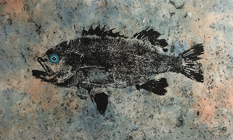 BLACK SEA BASS ORIGINAL GYOTAKU