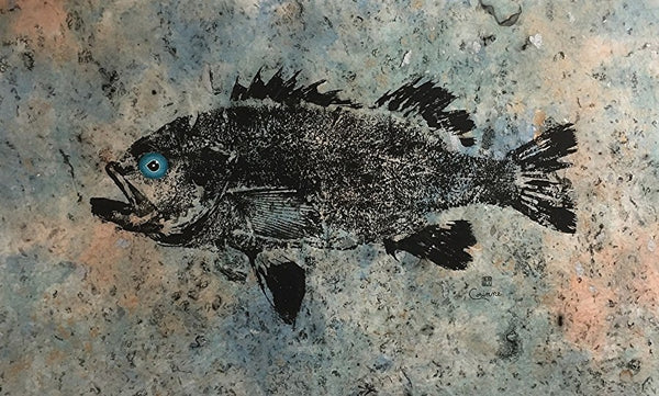 BLACK SEA BASS ORIGINAL GYOTAKU – Scanlon Gallery & Custom Framing