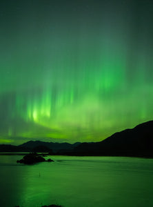 EMERALD AURORA OVER BEHM CANAL PHOTO ON METAL 12X18