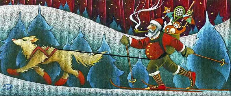 SKIJORING SANTA CARD