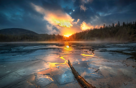 FIRE AND ICE PHOTO ON METAL 18X12