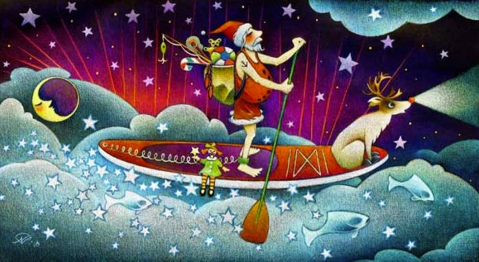 PADDLE BOARD SANTA CARD