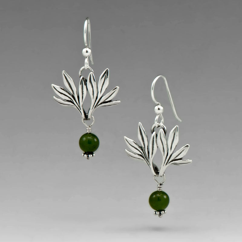 BAMBOO EARRINGS WITH JADE DROPS
