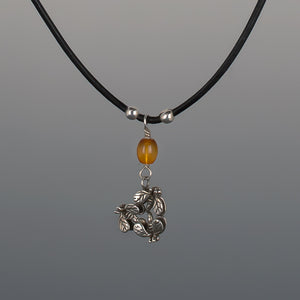 BUZZZ-B PENDANT AMBER ON LEATHER CHAIN