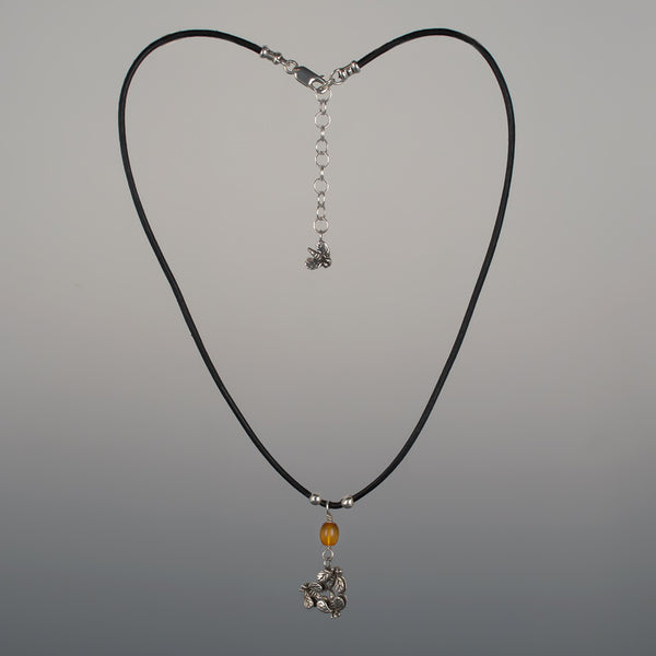 BUZZZ-B PENDANT AMBER ON LEATHER CHAIN