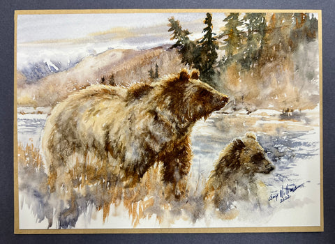 MAMA BEAR AND CUB ART CARD