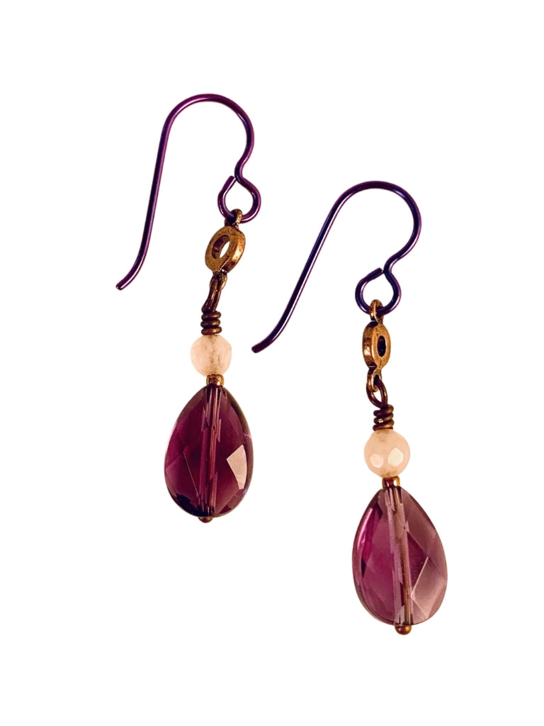 FACETED AMETHYST TEARDROP EARRINGS