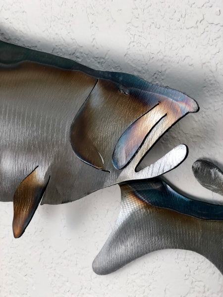 THREE SALMON FLAME HORIZONTAL SMALL