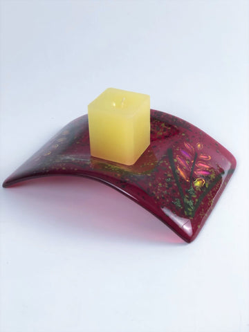 RED GLASS SINGLE CANDLE HOLDER