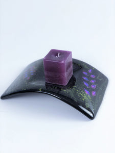 PURPLE GLASS SINGLE CANDLE HOLDER