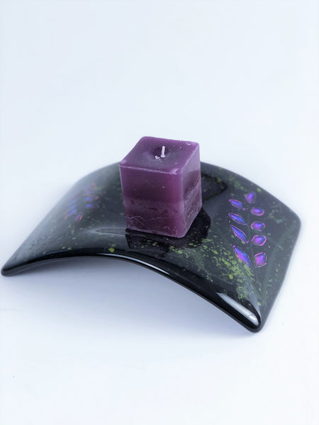PURPLE GLASS SINGLE CANDLE HOLDER