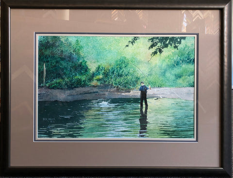 LAST SPLASH FRAMED ORIGINAL WATERCOLOR