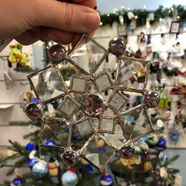 SMALL BEVELED SNOWFLAKE PURPLE MARBLE ACCENTS