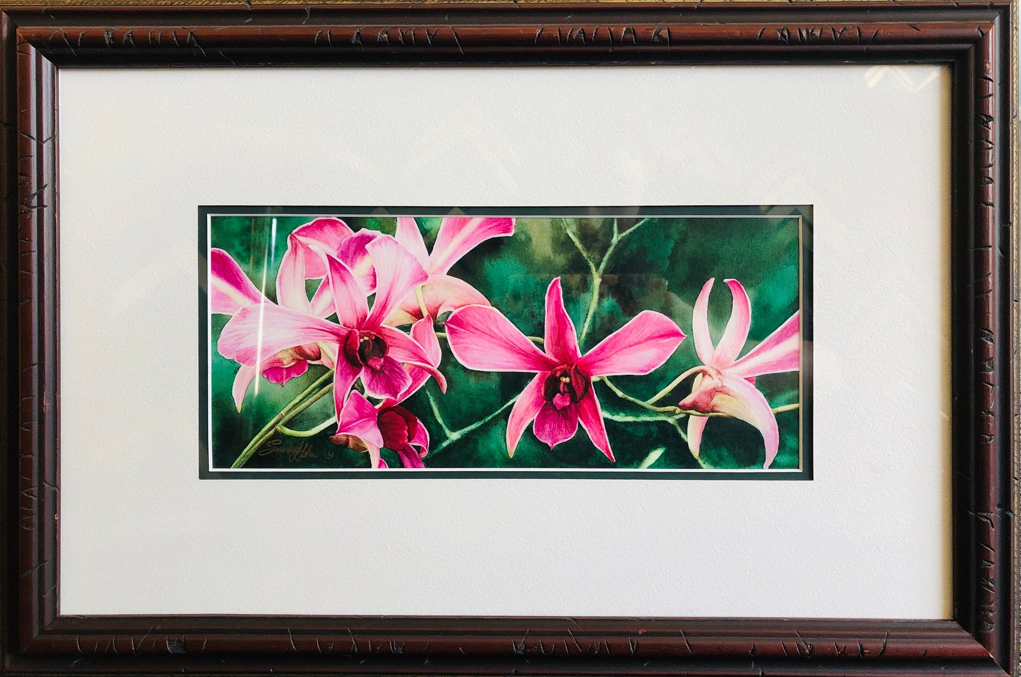 ORCHIDS ORIGINAL WATERCOLOR FRAMED