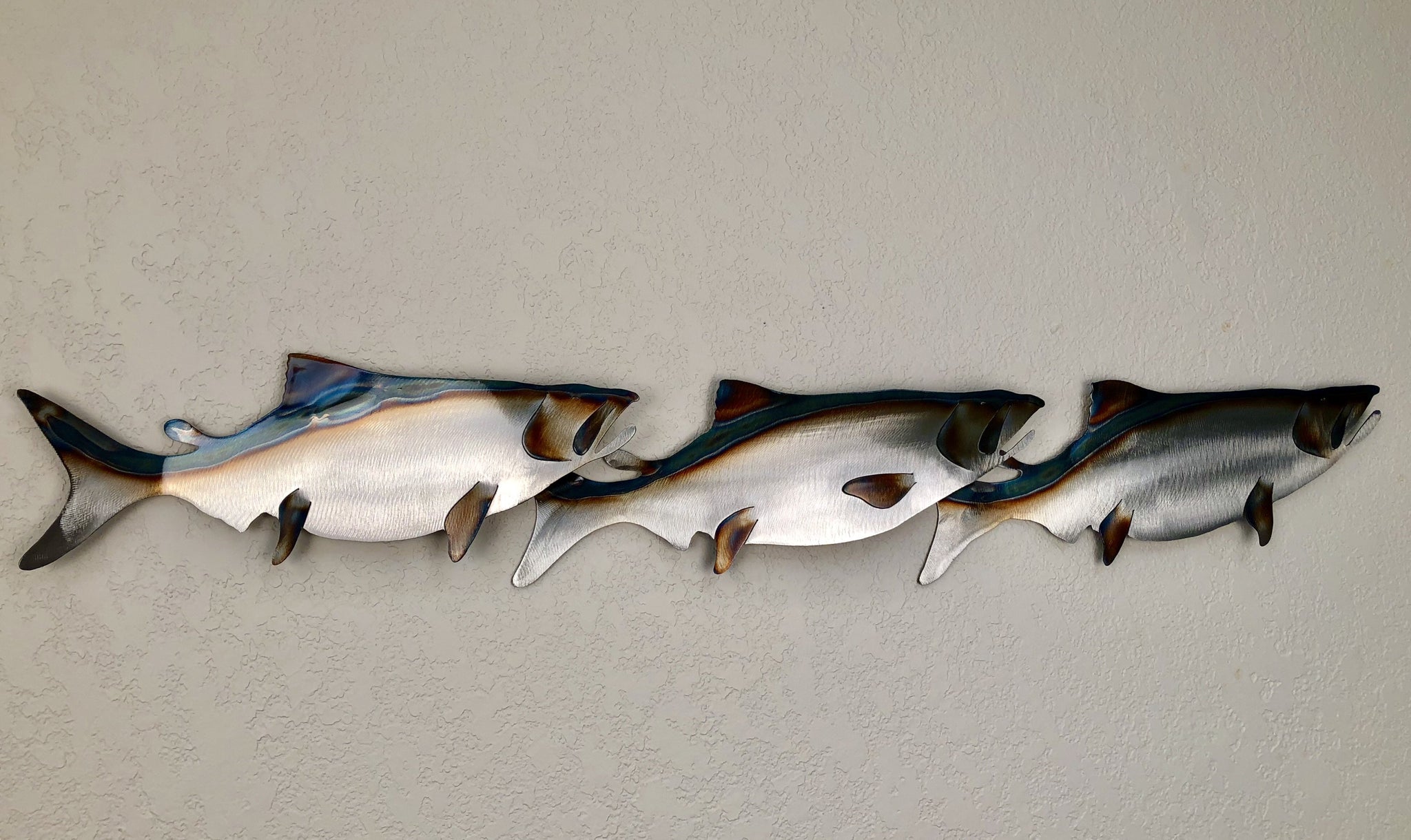THREE SALMON FLAME HORIZONTAL SMALL