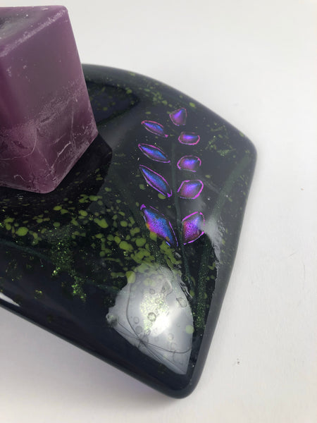 PURPLE GLASS SINGLE CANDLE HOLDER