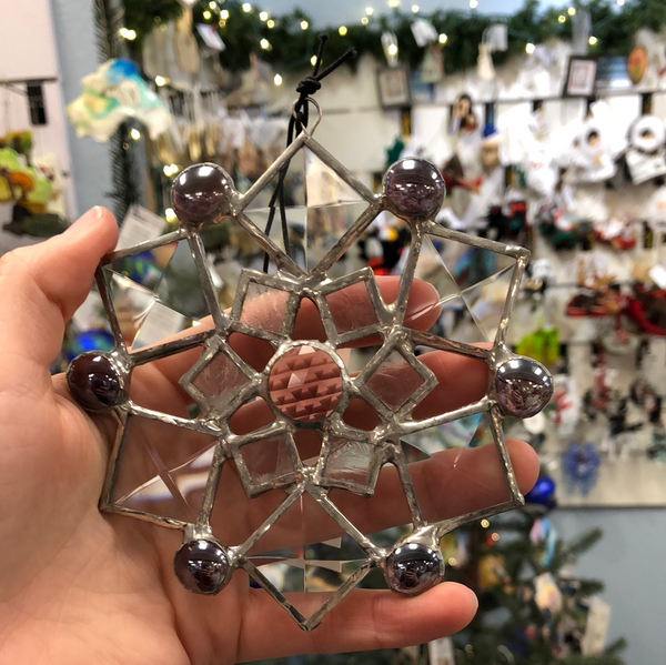 SMALL BEVELED SNOWFLAKE PURPLE MARBLE ACCENTS