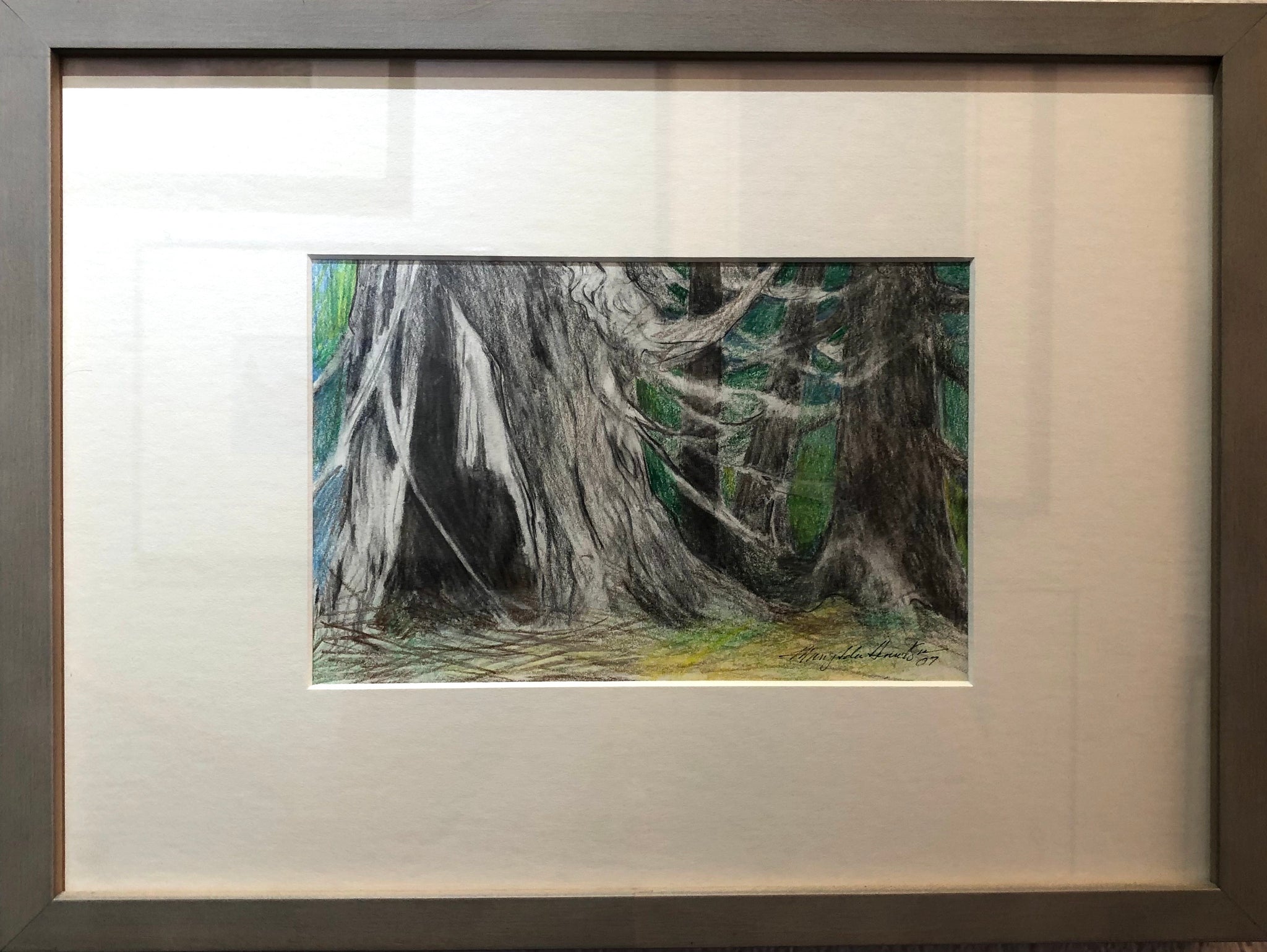 FIRE TREE ENGULFED BY FOREST ORIGINAL DRAWING FRAMED