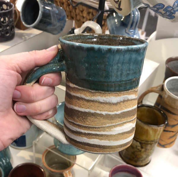 TURQUOISE AND MARBLED TEXTURE MUG