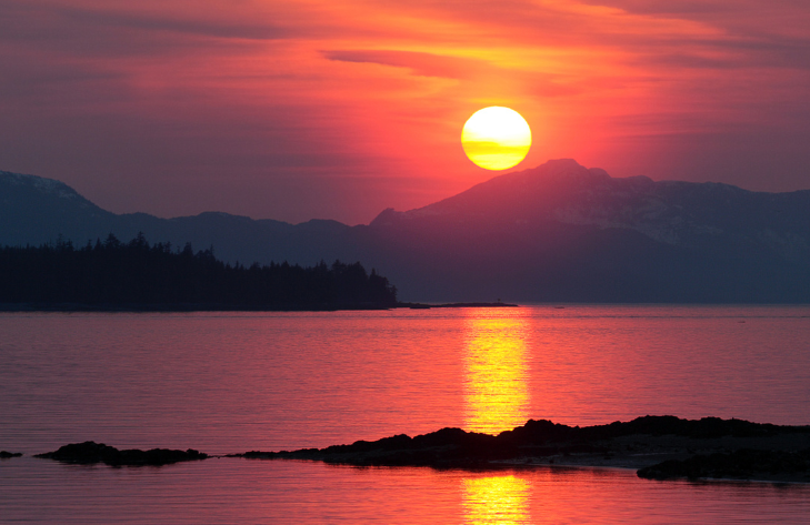 SOUTHEAST ALASKA SUNSET MATTED PHOTO 16X12